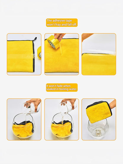 Cleaning Cloths, Ultra-Soft & Highly Absorbent Dual-Tone Towels, Kitchen Glass & Car Detailing, Durable Home Essentials and Cleaning Supplies (Yellow/Grey)