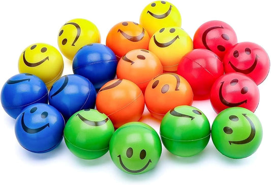 20PCS Stress Balls, Squeeze Toys Smile Face Sensory Fidget Toys | Color Squishy Ball Toys for Kids & Adults, Stress Relief Gifts for Coworker, Classroom Prize, Goodie Bag Stuffers, 2.5 Inch