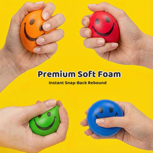 20PCS Stress Balls, Squeeze Toys Smile Face Sensory Fidget Toys | Color Squishy Ball Toys for Kids & Adults, Stress Relief Gifts for Coworker, Classroom Prize, Goodie Bag Stuffers, 2.5 Inch
