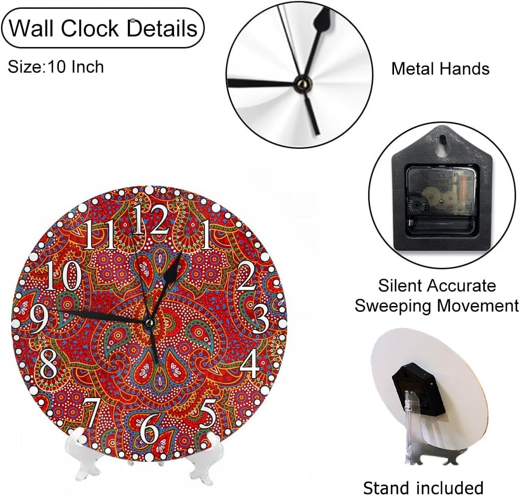 Lemon Slices Wall Clock 10 Inch Battery Operated Citrus Fruit Clock Silent Non-Ticking Modern Clocks Decorative for Home Kitchen Living Room Bathroom Office