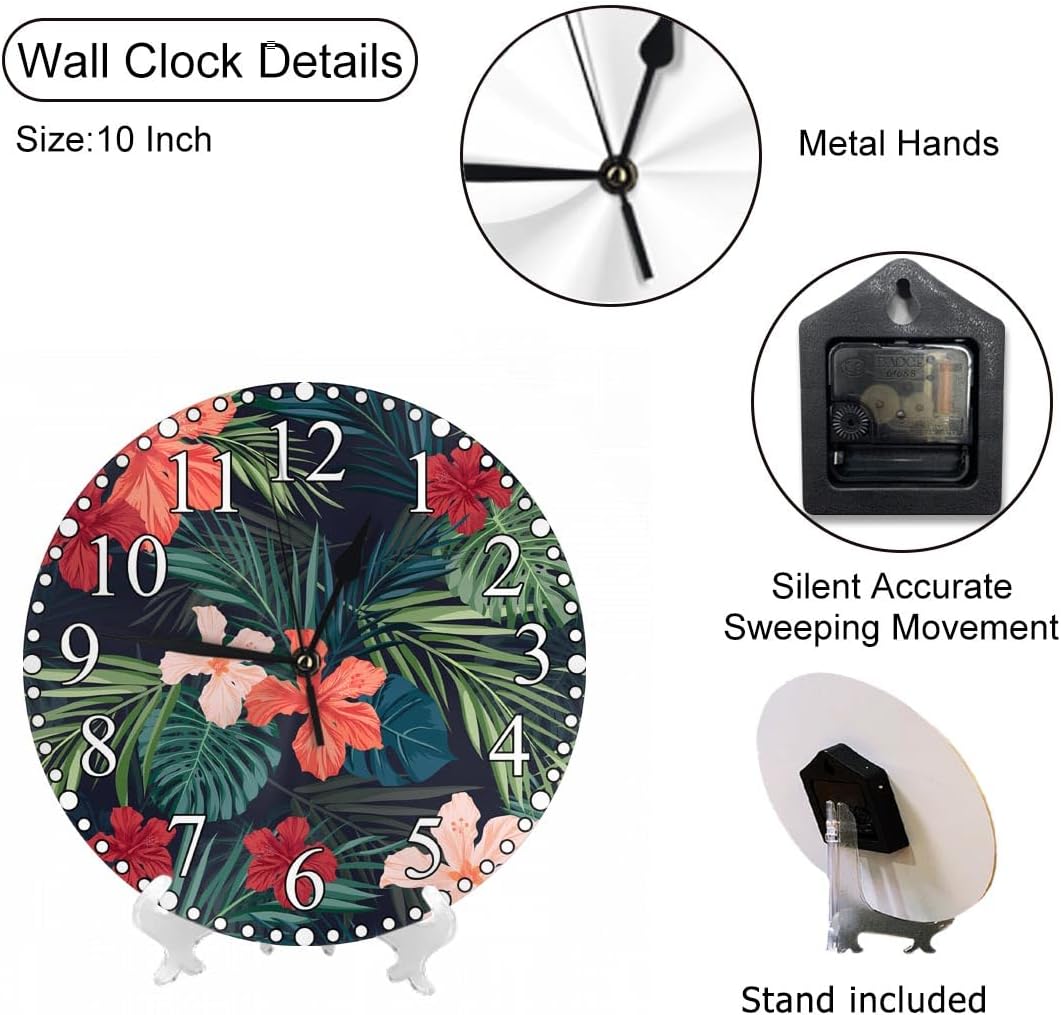 Lemon Slices Wall Clock 10 Inch Battery Operated Citrus Fruit Clock Silent Non-Ticking Modern Clocks Decorative for Home Kitchen Living Room Bathroom Office