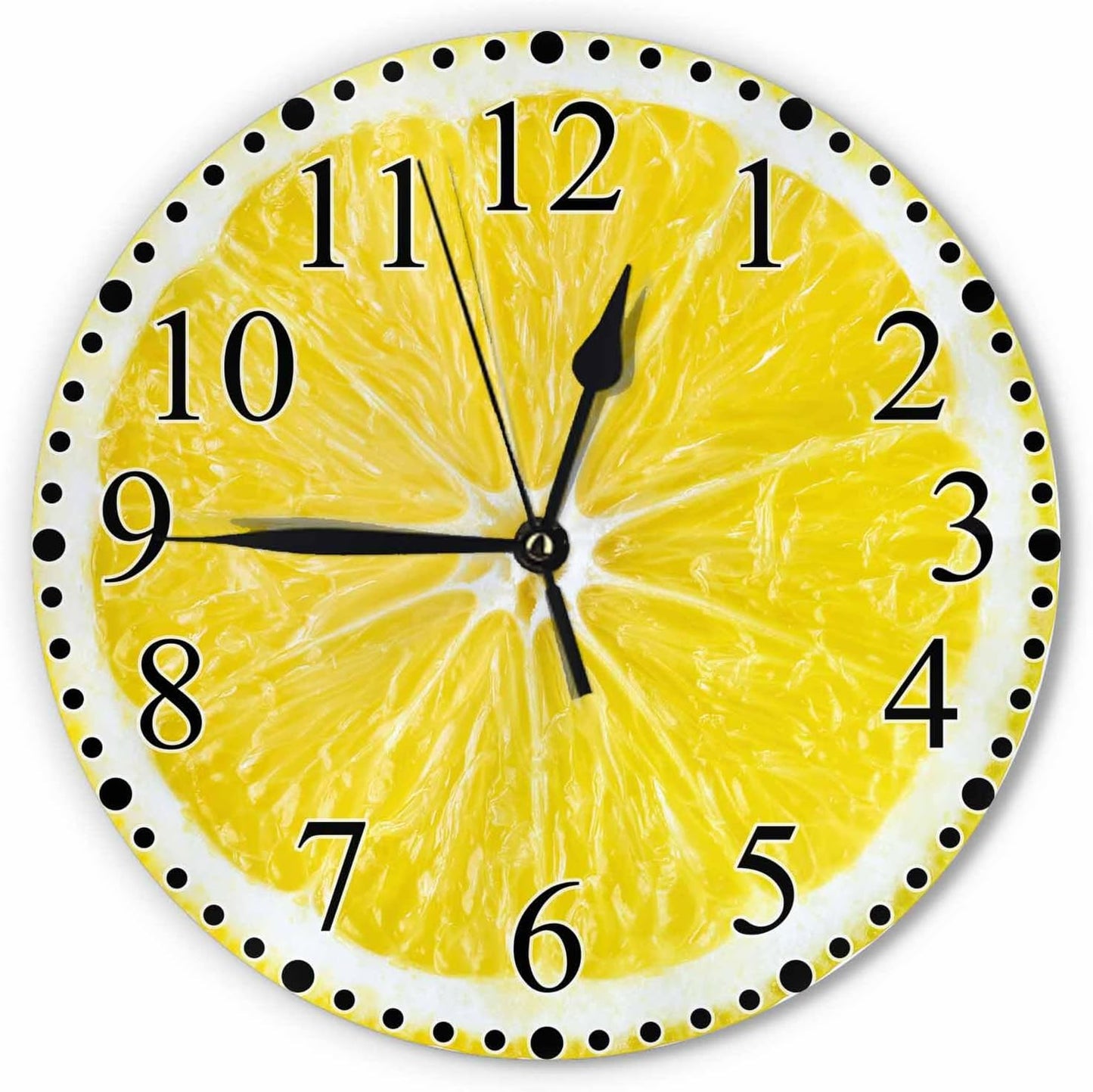 Lemon Slices Wall Clock 10 Inch Battery Operated Citrus Fruit Clock Silent Non-Ticking Modern Clocks Decorative for Home Kitchen Living Room Bathroom Office