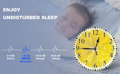 Lemon Slices Wall Clock 10 Inch Battery Operated Citrus Fruit Clock Silent Non-Ticking Modern Clocks Decorative for Home Kitchen Living Room Bathroom Office