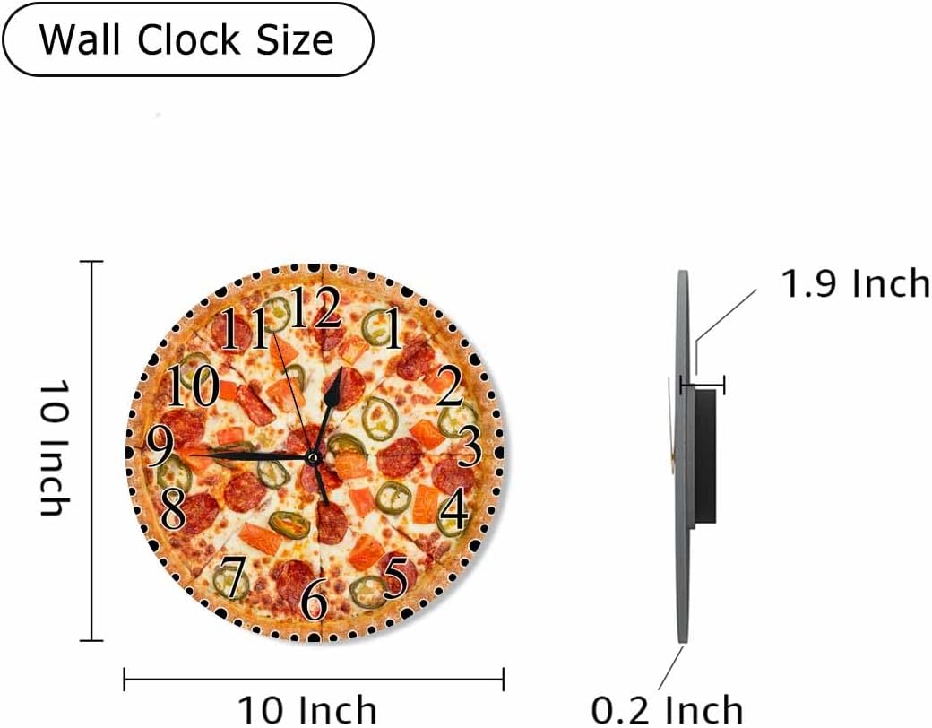 Lemon Slices Wall Clock 10 Inch Battery Operated Citrus Fruit Clock Silent Non-Ticking Modern Clocks Decorative for Home Kitchen Living Room Bathroom Office