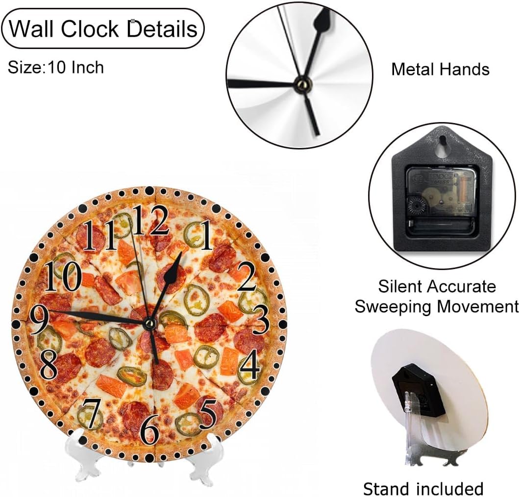 Lemon Slices Wall Clock 10 Inch Battery Operated Citrus Fruit Clock Silent Non-Ticking Modern Clocks Decorative for Home Kitchen Living Room Bathroom Office