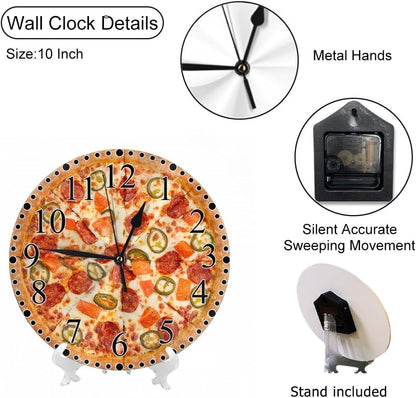 Lemon Slices Wall Clock 10 Inch Battery Operated Citrus Fruit Clock Silent Non-Ticking Modern Clocks Decorative for Home Kitchen Living Room Bathroom Office