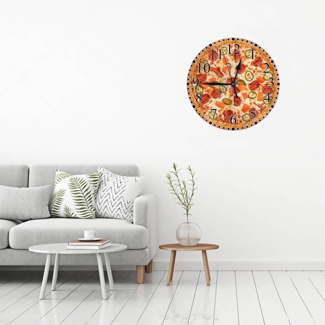 Lemon Slices Wall Clock 10 Inch Battery Operated Citrus Fruit Clock Silent Non-Ticking Modern Clocks Decorative for Home Kitchen Living Room Bathroom Office
