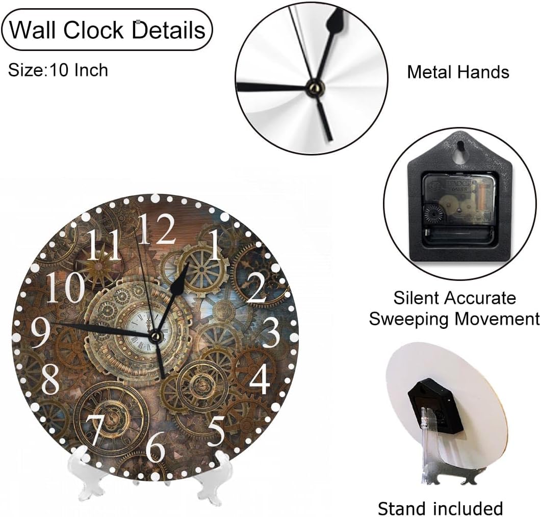 Lemon Slices Wall Clock 10 Inch Battery Operated Citrus Fruit Clock Silent Non-Ticking Modern Clocks Decorative for Home Kitchen Living Room Bathroom Office