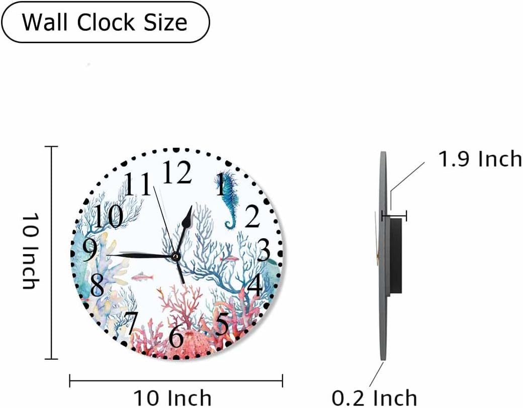 Lemon Slices Wall Clock 10 Inch Battery Operated Citrus Fruit Clock Silent Non-Ticking Modern Clocks Decorative for Home Kitchen Living Room Bathroom Office