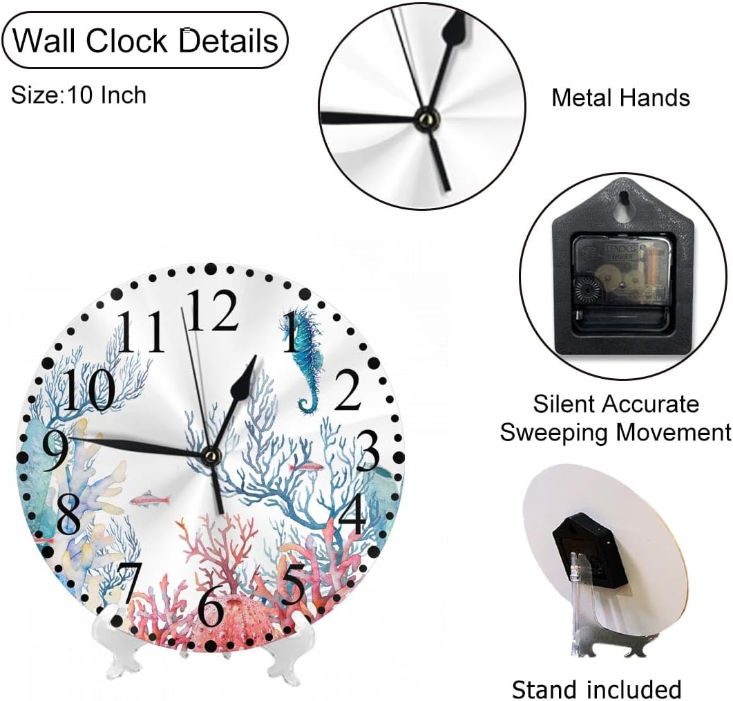 Lemon Slices Wall Clock 10 Inch Battery Operated Citrus Fruit Clock Silent Non-Ticking Modern Clocks Decorative for Home Kitchen Living Room Bathroom Office