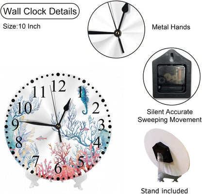 Lemon Slices Wall Clock 10 Inch Battery Operated Citrus Fruit Clock Silent Non-Ticking Modern Clocks Decorative for Home Kitchen Living Room Bathroom Office
