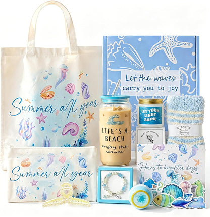 10Pcs Sunshine Gift for Women - Unique Care Package with Sunflower Gifts, Friendship Box of Sunshine for Mom Sister Wife, Get Well Soon & Birthday Present, Self Care Basket for Women Recovery