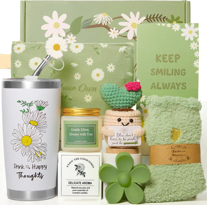 10Pcs Sunshine Gift for Women - Unique Care Package with Sunflower Gifts, Friendship Box of Sunshine for Mom Sister Wife, Get Well Soon & Birthday Present, Self Care Basket for Women Recovery