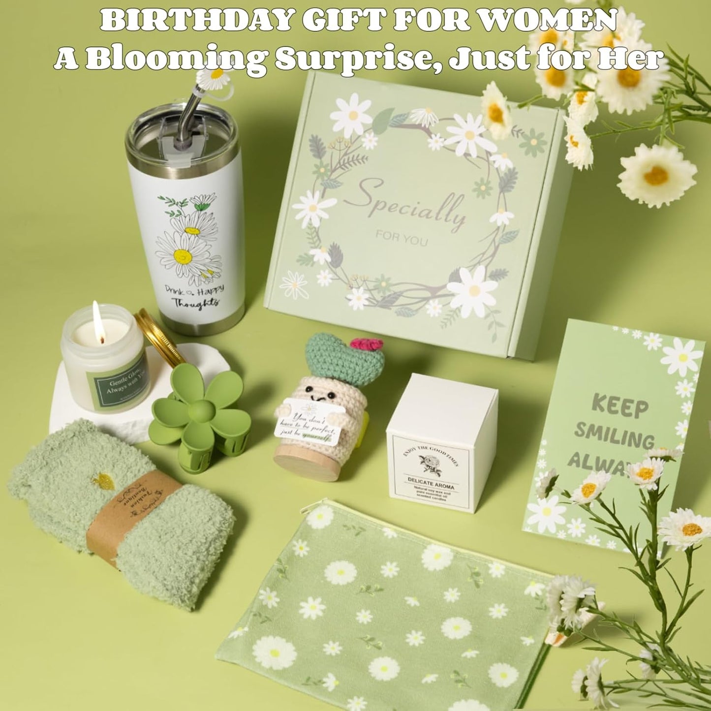 10Pcs Sunshine Gift for Women - Unique Care Package with Sunflower Gifts, Friendship Box of Sunshine for Mom Sister Wife, Get Well Soon & Birthday Present, Self Care Basket for Women Recovery