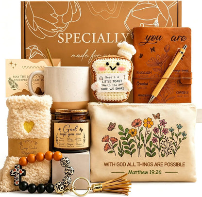 10Pcs Sunshine Gift for Women - Unique Care Package with Sunflower Gifts, Friendship Box of Sunshine for Mom Sister Wife, Get Well Soon & Birthday Present, Self Care Basket for Women Recovery
