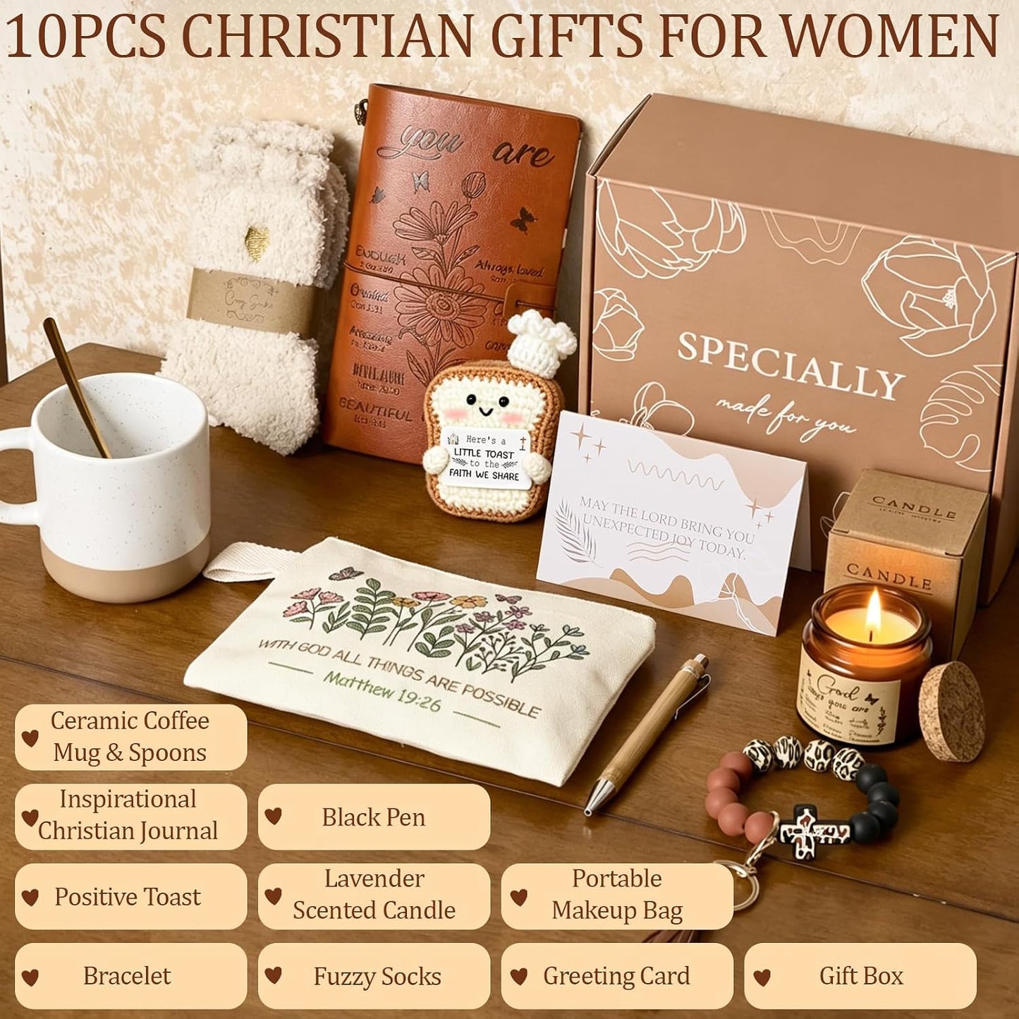 10Pcs Sunshine Gift for Women - Unique Care Package with Sunflower Gifts, Friendship Box of Sunshine for Mom Sister Wife, Get Well Soon & Birthday Present, Self Care Basket for Women Recovery