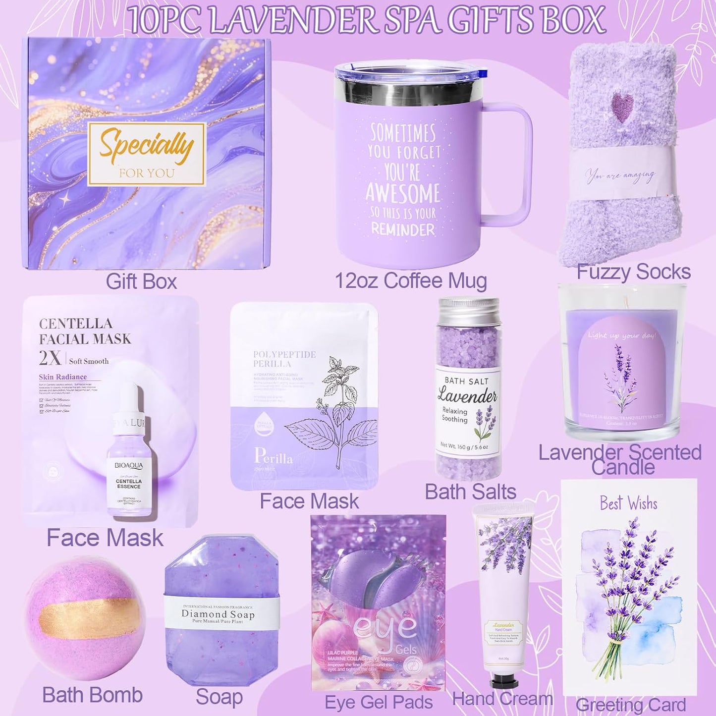 10Pcs Sunshine Gift for Women - Unique Care Package with Sunflower Gifts, Friendship Box of Sunshine for Mom Sister Wife, Get Well Soon & Birthday Present, Self Care Basket for Women Recovery