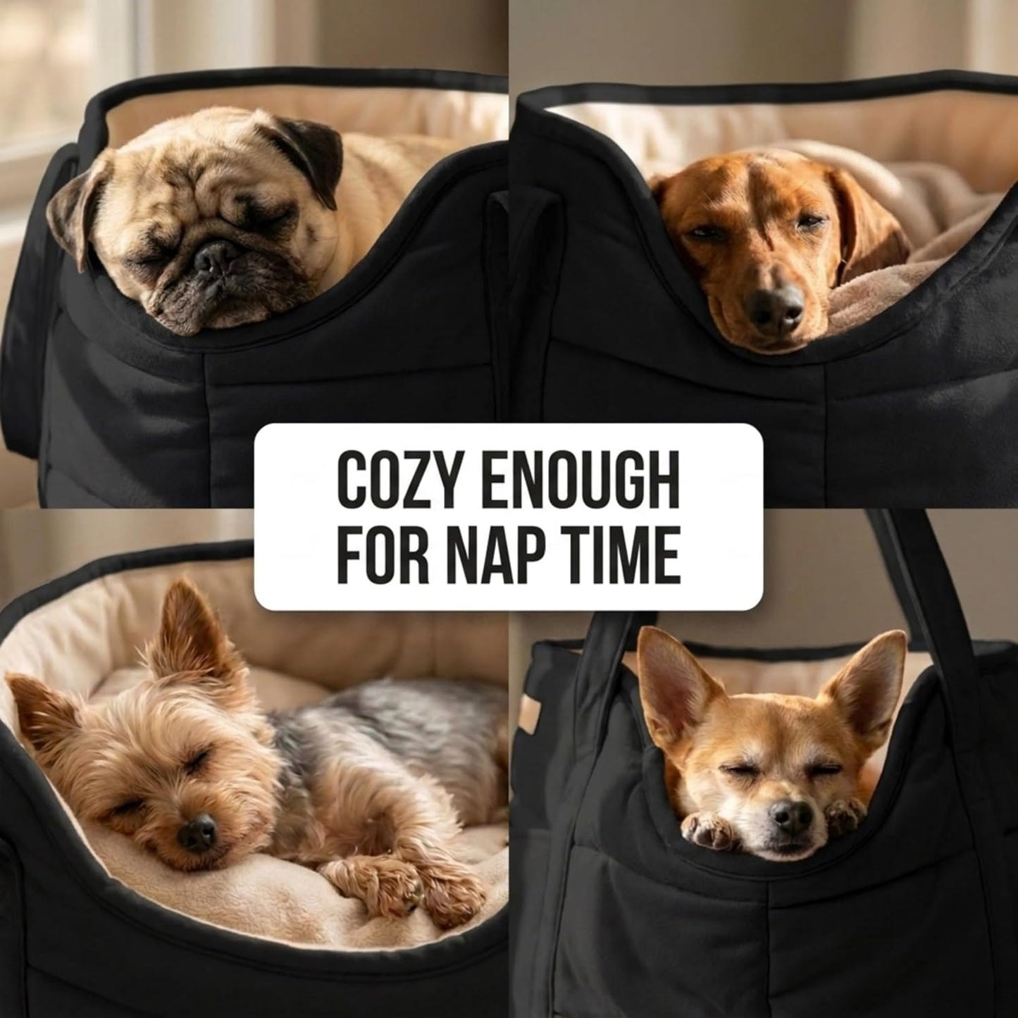 Plush Dog Purse Carrier for Small Dogs, Soft Dog Tote Bag with Safety Harness Clip, Cozy Pet Carrier for Dogs Under 15 lbs, Comfortable Dog Shoulder Carrier for Travel, Brown