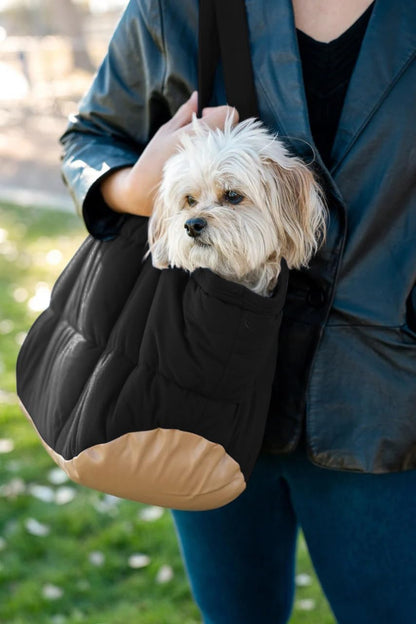 Plush Dog Purse Carrier for Small Dogs, Soft Dog Tote Bag with Safety Harness Clip, Cozy Pet Carrier for Dogs Under 15 lbs, Comfortable Dog Shoulder Carrier for Travel, Brown