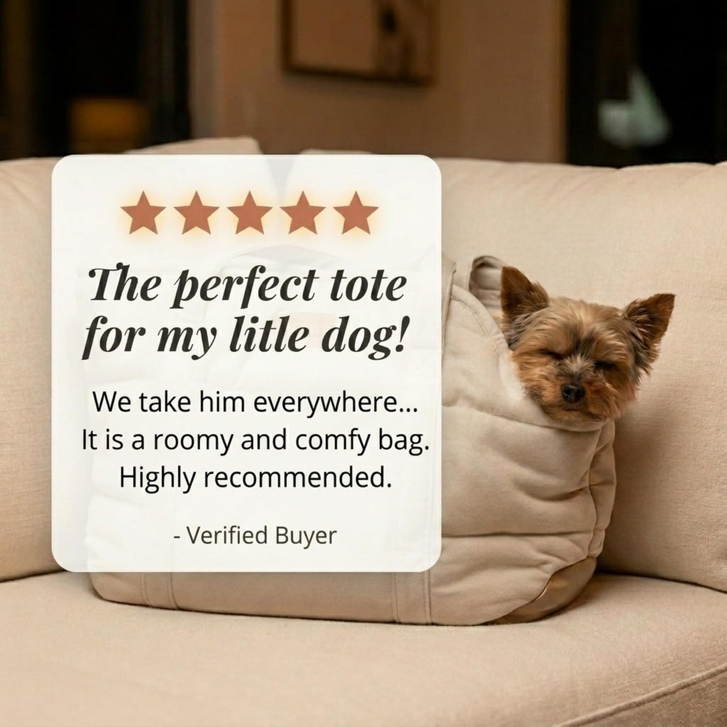Plush Dog Purse Carrier for Small Dogs, Soft Dog Tote Bag with Safety Harness Clip, Cozy Pet Carrier for Dogs Under 15 lbs, Comfortable Dog Shoulder Carrier for Travel, Brown