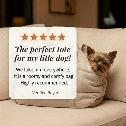 Plush Dog Purse Carrier for Small Dogs, Soft Dog Tote Bag with Safety Harness Clip, Cozy Pet Carrier for Dogs Under 15 lbs, Comfortable Dog Shoulder Carrier for Travel, Brown