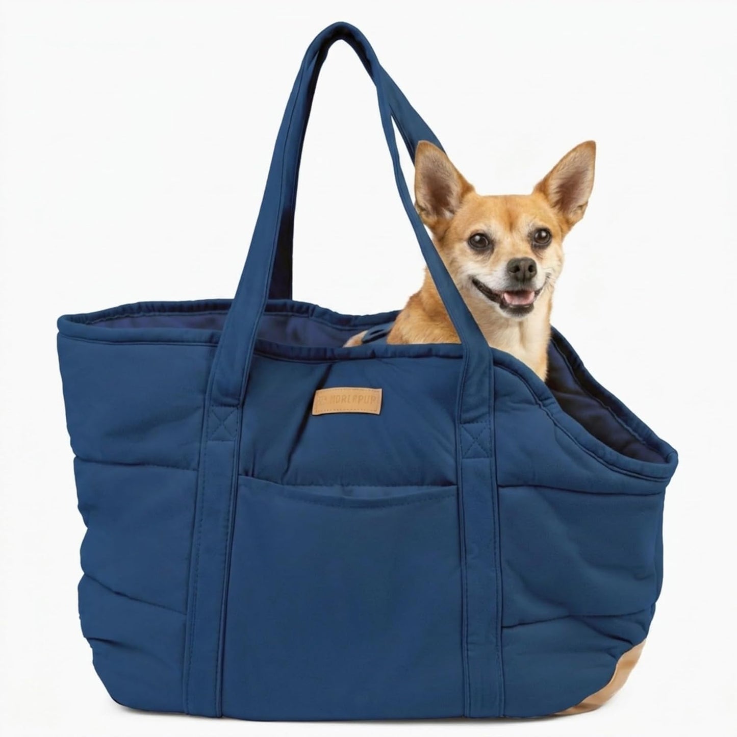 Plush Dog Purse Carrier for Small Dogs, Soft Dog Tote Bag with Safety Harness Clip, Cozy Pet Carrier for Dogs Under 15 lbs, Comfortable Dog Shoulder Carrier for Travel, Brown