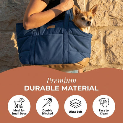 Plush Dog Purse Carrier for Small Dogs, Soft Dog Tote Bag with Safety Harness Clip, Cozy Pet Carrier for Dogs Under 15 lbs, Comfortable Dog Shoulder Carrier for Travel, Brown