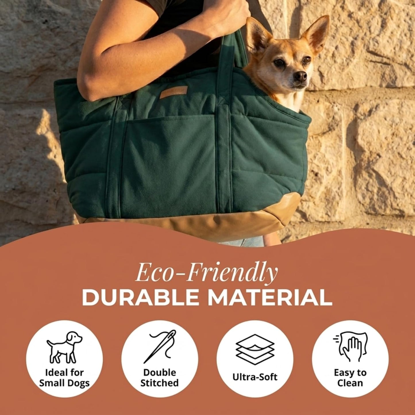 Plush Dog Purse Carrier for Small Dogs, Soft Dog Tote Bag with Safety Harness Clip, Cozy Pet Carrier for Dogs Under 15 lbs, Comfortable Dog Shoulder Carrier for Travel, Brown