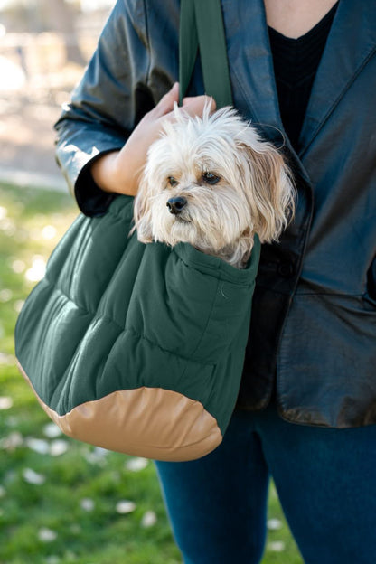 Plush Dog Purse Carrier for Small Dogs, Soft Dog Tote Bag with Safety Harness Clip, Cozy Pet Carrier for Dogs Under 15 lbs, Comfortable Dog Shoulder Carrier for Travel, Brown