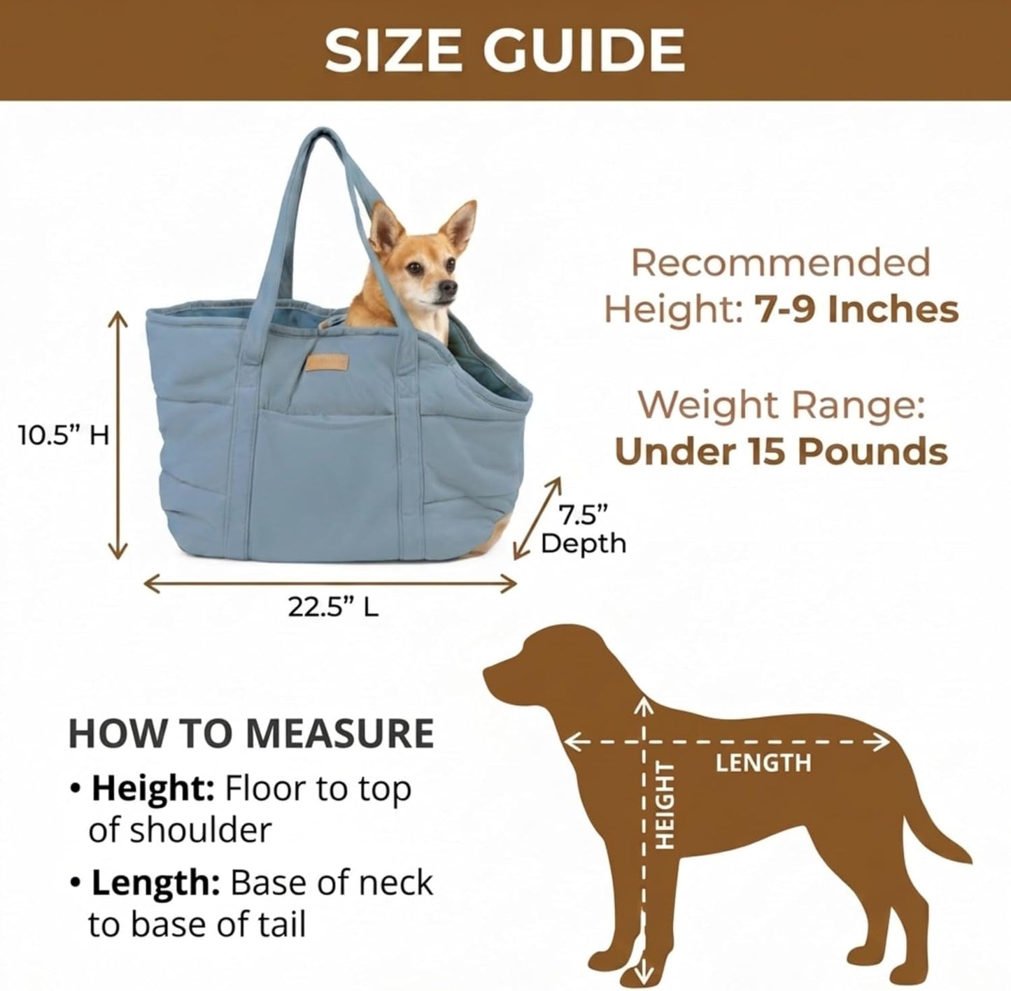 Plush Dog Purse Carrier for Small Dogs, Soft Dog Tote Bag with Safety Harness Clip, Cozy Pet Carrier for Dogs Under 15 lbs, Comfortable Dog Shoulder Carrier for Travel, Brown