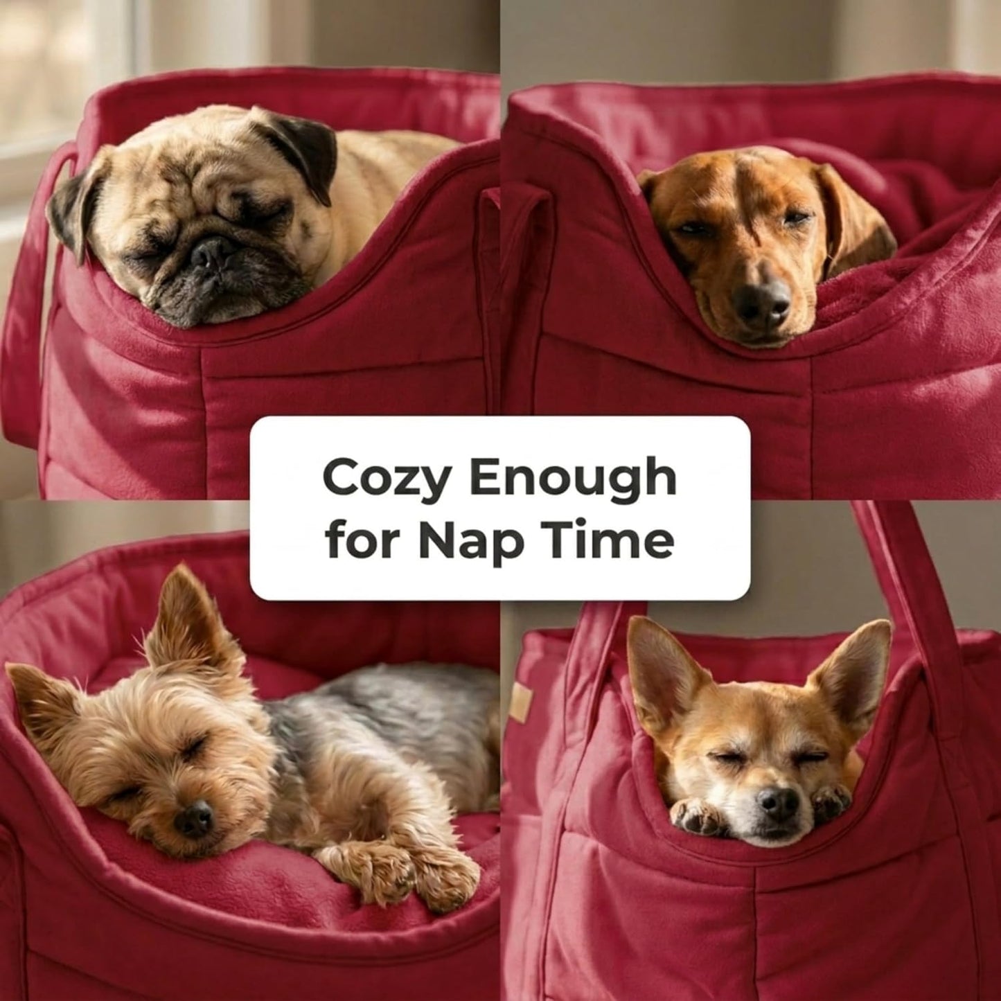 Plush Dog Purse Carrier for Small Dogs, Soft Dog Tote Bag with Safety Harness Clip, Cozy Pet Carrier for Dogs Under 15 lbs, Comfortable Dog Shoulder Carrier for Travel, Brown