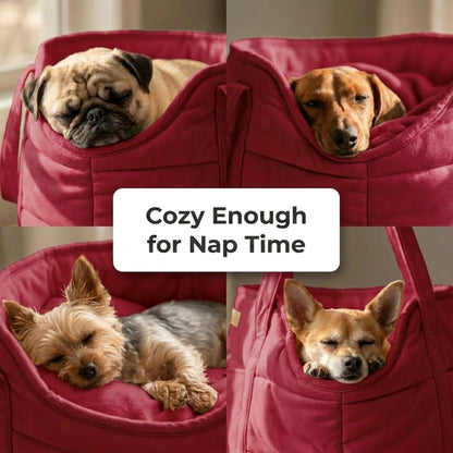 Plush Dog Purse Carrier for Small Dogs, Soft Dog Tote Bag with Safety Harness Clip, Cozy Pet Carrier for Dogs Under 15 lbs, Comfortable Dog Shoulder Carrier for Travel, Brown