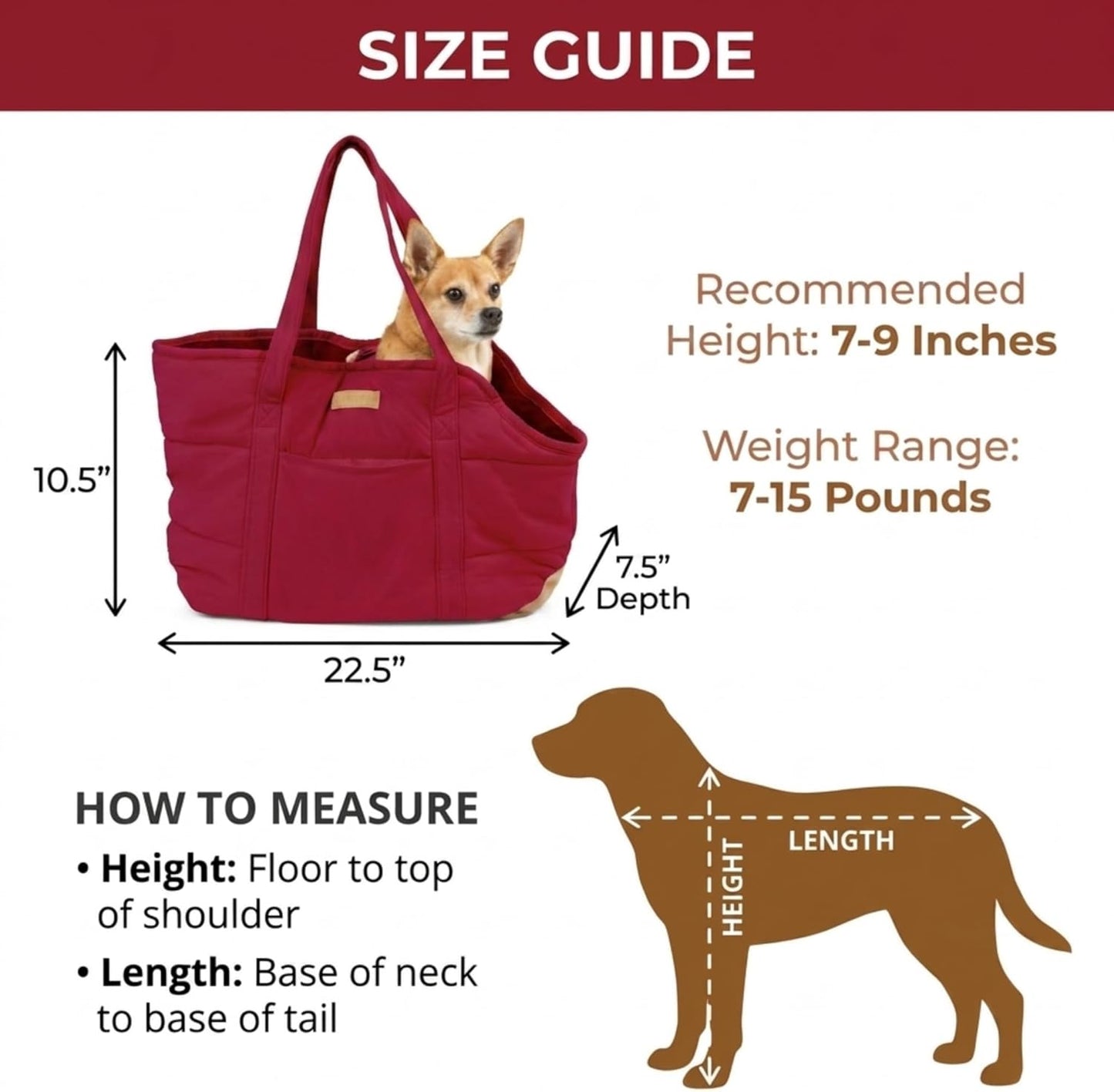 Plush Dog Purse Carrier for Small Dogs, Soft Dog Tote Bag with Safety Harness Clip, Cozy Pet Carrier for Dogs Under 15 lbs, Comfortable Dog Shoulder Carrier for Travel, Brown