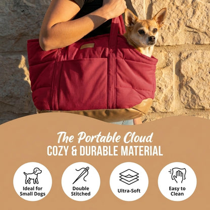 Plush Dog Purse Carrier for Small Dogs, Soft Dog Tote Bag with Safety Harness Clip, Cozy Pet Carrier for Dogs Under 15 lbs, Comfortable Dog Shoulder Carrier for Travel, Brown