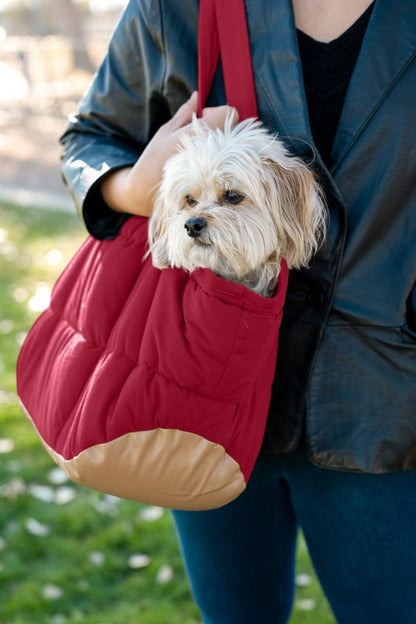 Plush Dog Purse Carrier for Small Dogs, Soft Dog Tote Bag with Safety Harness Clip, Cozy Pet Carrier for Dogs Under 15 lbs, Comfortable Dog Shoulder Carrier for Travel, Brown