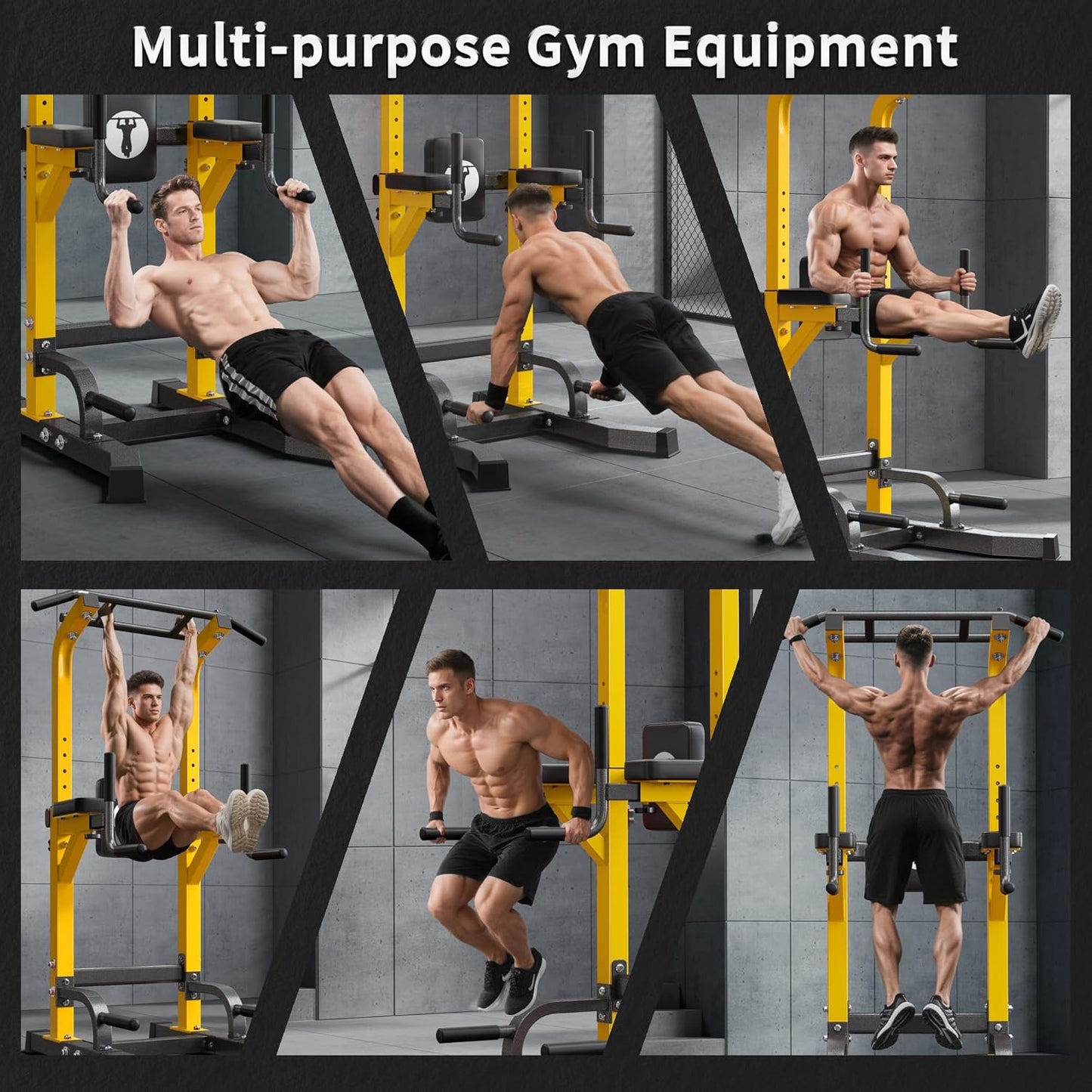 Multi-Function Power Tower Pull Up Bar Station Pull Up Dip Station for Home Gym, 10-Level Adjustable Height Pull Up Bar Stand Dip Bar Strength Training Workout Equipment