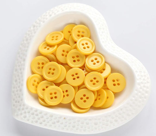 5/8 Inch (15mm) Yellow Color Buttons Sewing Round Flatback Button DIY Crafts Pack of 160 PCS