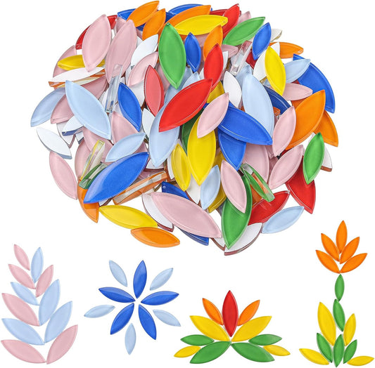 1lb Petal Mosaic Tiles for Crafts,Glass Flower Mosaic Tiles, Vibrant Multicolor Glass Pieces for DIY Coasters & Garden Decor Accents