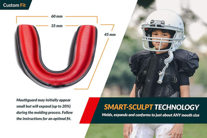 Sports Mouth Guard for Boxing, Football, MMA, Wrestling, Muay Thai, Hockey & Lacrosse Custom Fit Mouthguard for Men, Women, Kids & Youth Case Included, Comfortable, BPA Free, Braces Compatible