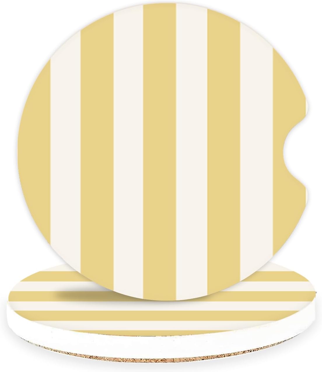 Ceramic Car Coasters – Absorbent Car Cup Holder Coaster Set for Women, Cute Aesthetic Car Accessories for Girls, 2 Pack (Golden Yellow)