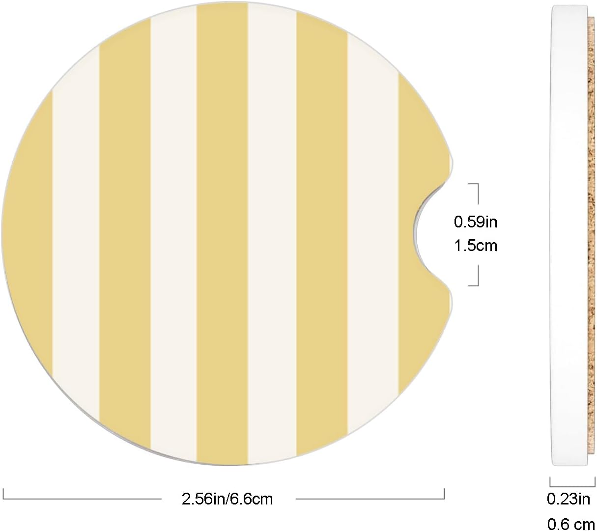 Ceramic Car Coasters – Absorbent Car Cup Holder Coaster Set for Women, Cute Aesthetic Car Accessories for Girls, 2 Pack (Golden Yellow)