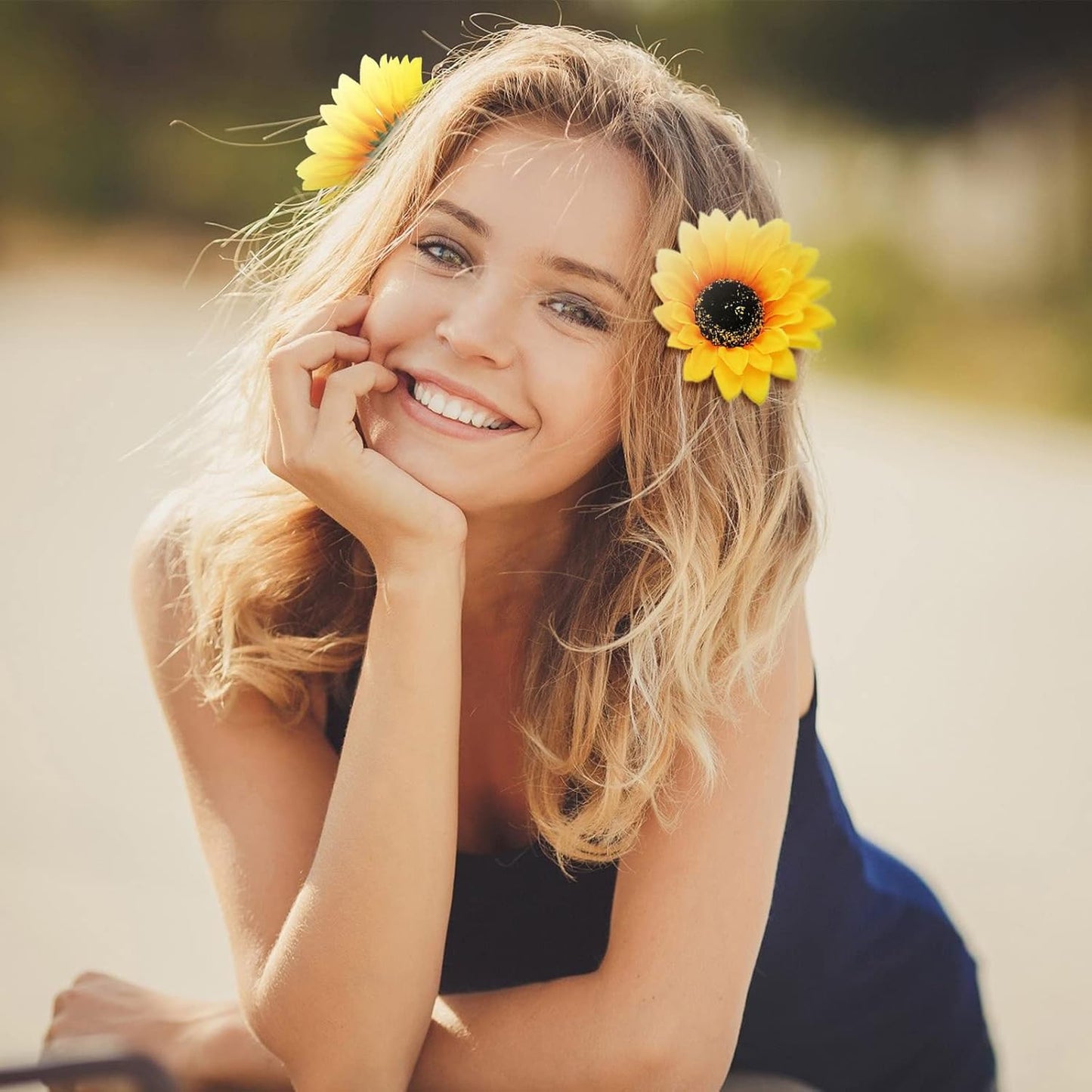 Sunflower Hair Clip, 2 Pcs Sunflower Hair Clips Hair Flower, Sunflower Hair Accessories Hair Flower Clips Flower Hair Clips for Women for Hair, Yellow Flower Hair Clip