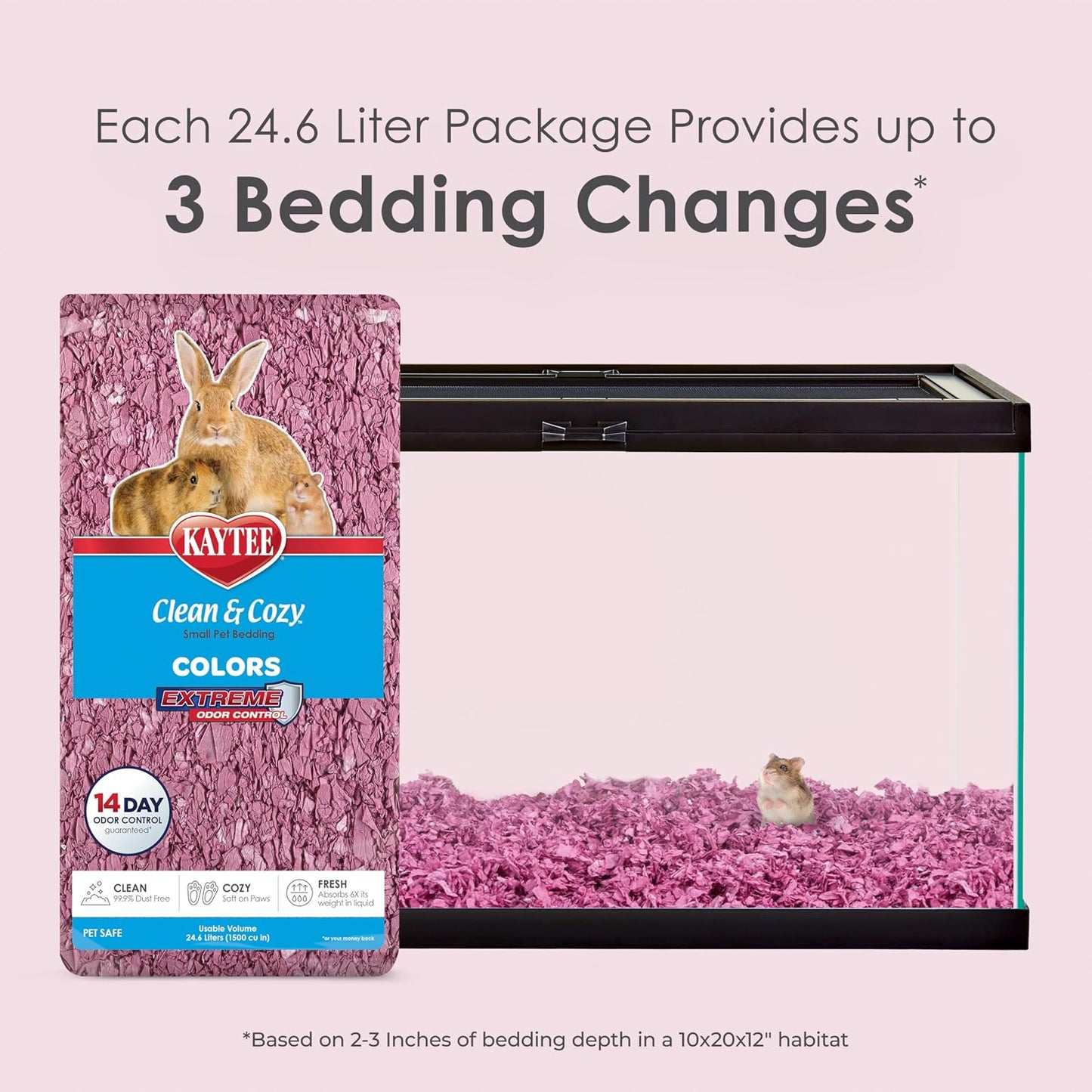 Clean & Cozy Colors, Small Animal Bedding with Extreme Odor Control, Sunset, 24.6 Liters