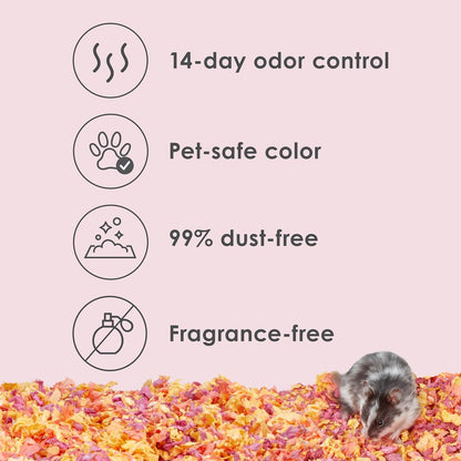 Clean & Cozy Colors, Small Animal Bedding with Extreme Odor Control, Sunset, 24.6 Liters