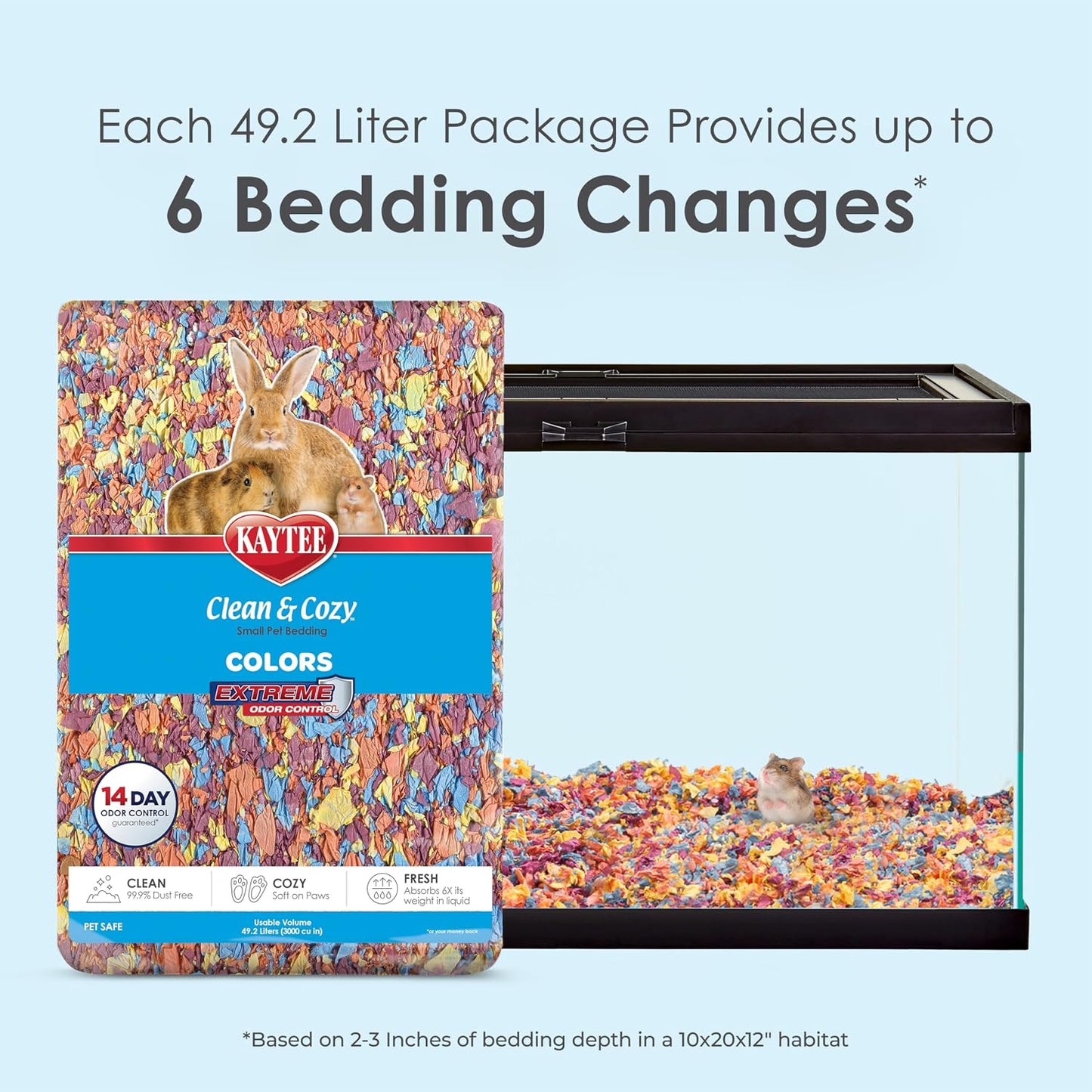 Clean & Cozy Colors, Small Animal Bedding with Extreme Odor Control, Sunset, 24.6 Liters