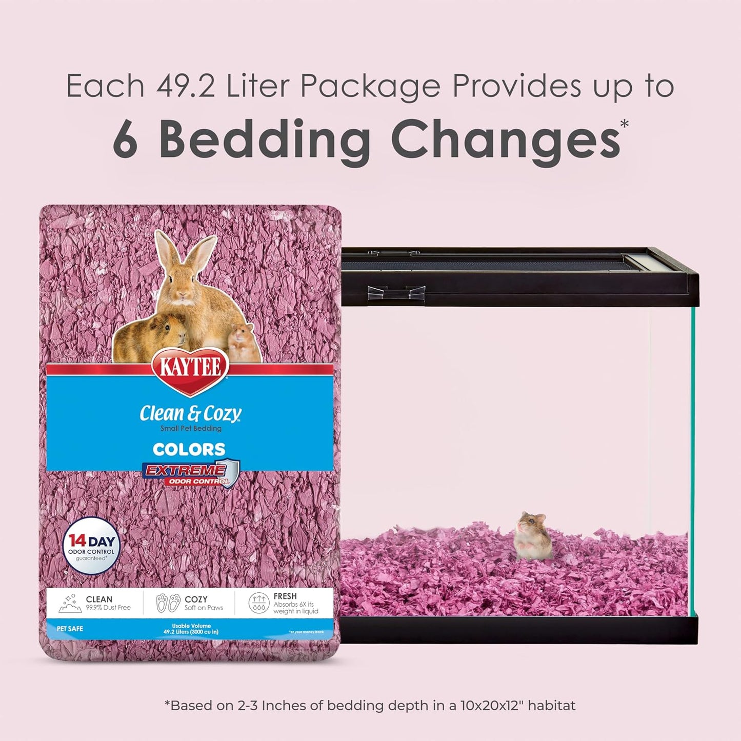Clean & Cozy Colors, Small Animal Bedding with Extreme Odor Control, Sunset, 24.6 Liters