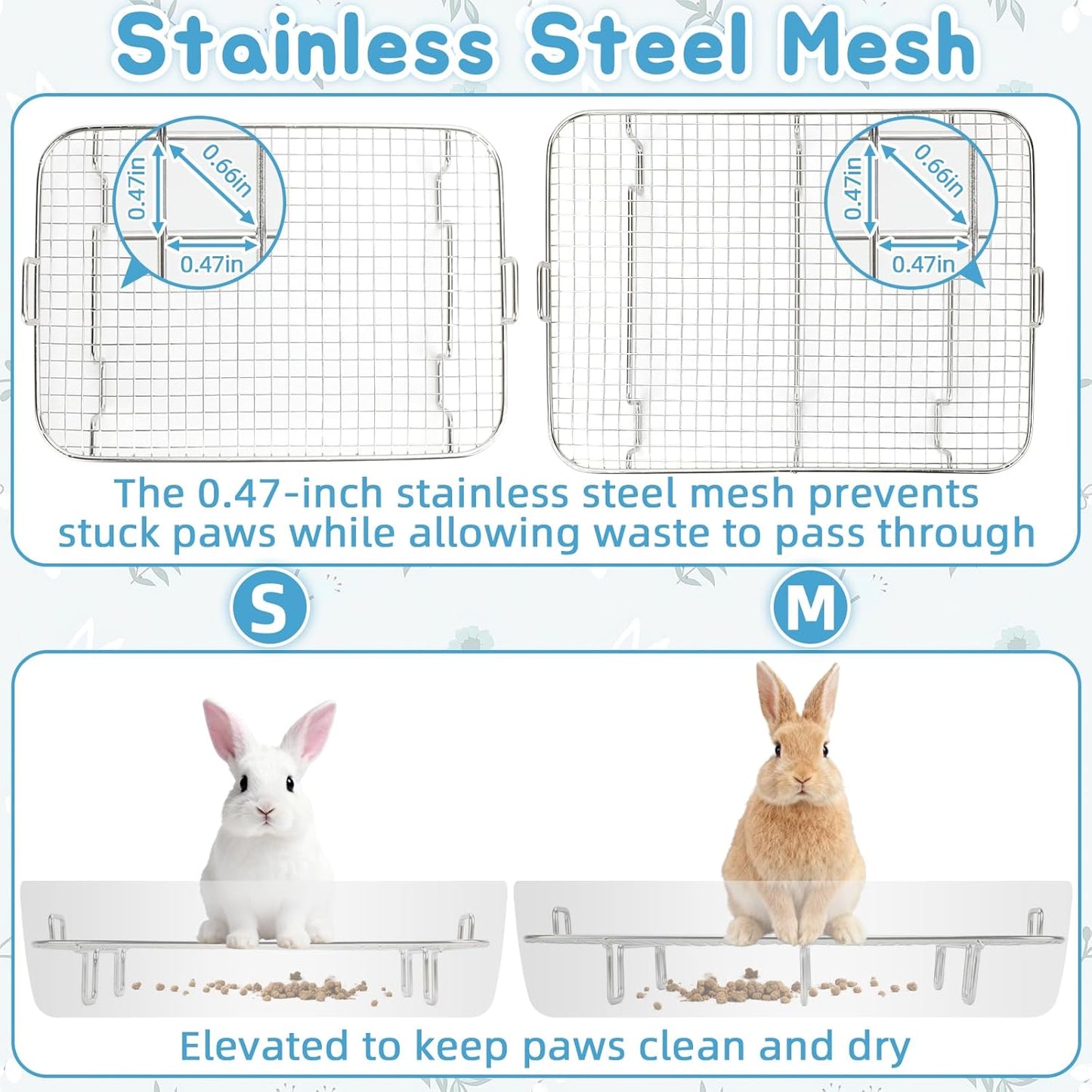 BWOGUE Stainless Steel Rabbit Litter Box with Grid, Bunny Litter Box Pan | Removable Sifting Grid, Waste Separation, Easy-Clean Small Animal Toilet Pan, Guinea Pigs, Chinchillas & Ferrets