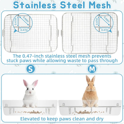BWOGUE Stainless Steel Rabbit Litter Box with Grid, Bunny Litter Box Pan | Removable Sifting Grid, Waste Separation, Easy-Clean Small Animal Toilet Pan, Guinea Pigs, Chinchillas & Ferrets