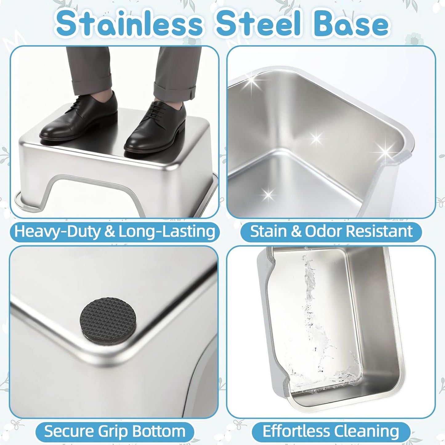 BWOGUE Stainless Steel Rabbit Litter Box with Grid, Bunny Litter Box Pan | Removable Sifting Grid, Waste Separation, Easy-Clean Small Animal Toilet Pan, Guinea Pigs, Chinchillas & Ferrets