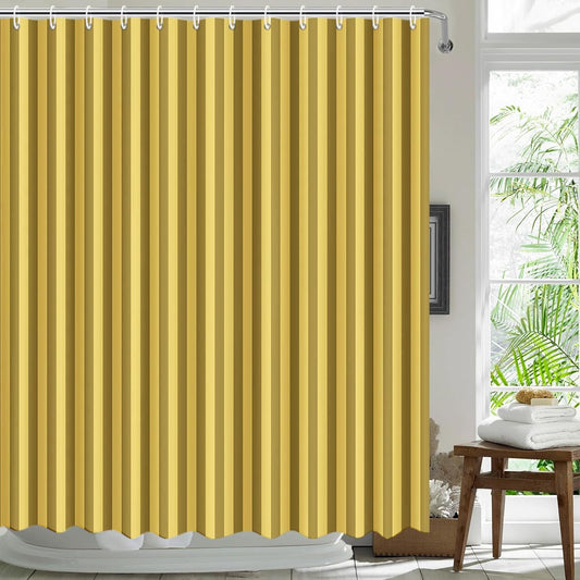 Striped Shower Curtain Yellow Stripe Vintage Shower Curtain for Bathroom Modern Abstract Minimalist Bathroom Decor Bathtub Decor Fabric Waterproof Bath Curtain with 12 Hooks 72x72 Inch